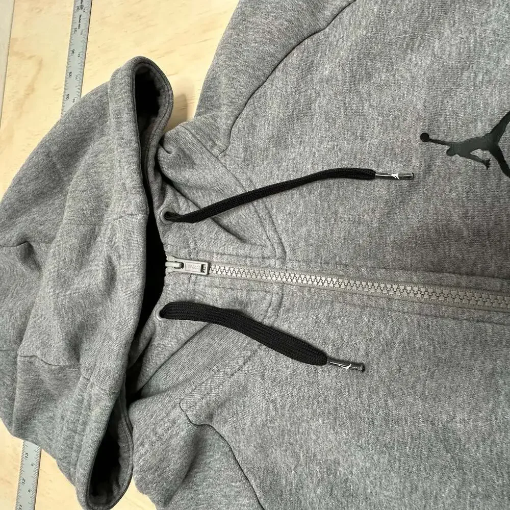 Jordan Jumpman Air Full-Zip Gray Hoodie with Sleeve Branding